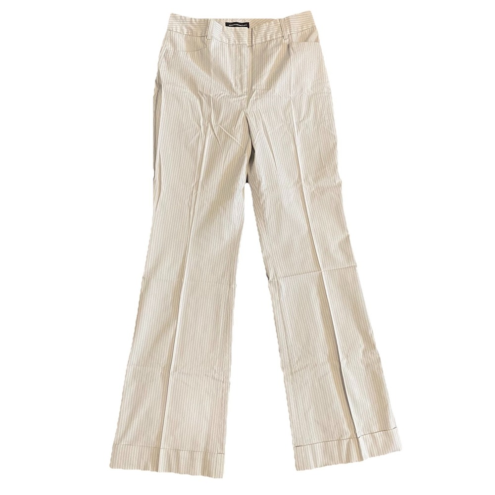 Express Women Dress Pants Size 6 / 29x31 Tan Pinstripe Wide Leg Cuffed Trouser